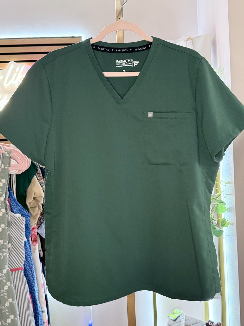 Fabletics Women’s V-Neck Short Sleeve Tee in Forest Green
